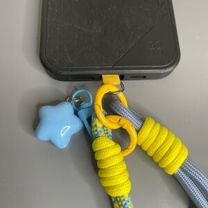 New Yellow and Blue Star Charm Phone Wrist Lanyard